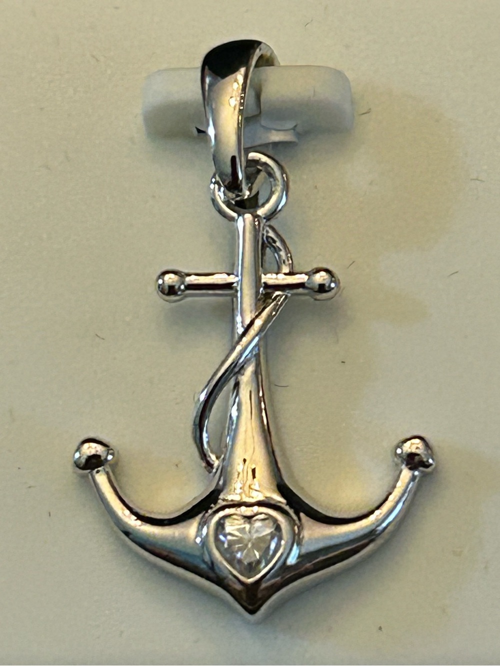 2.00CTW Moissanite Unisex Anchor Heart Pendant Nautical Charm 925 SSilver
